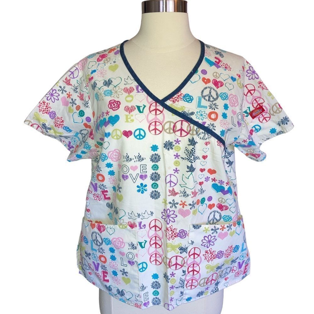 Dickies - Love & Peace Scrub Top sz Small